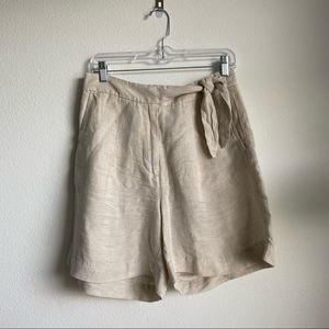 Madewell Linen side tie Bermuda shorts size 6